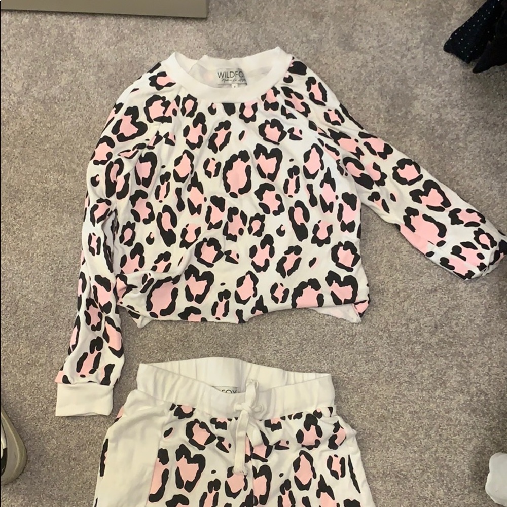 Wildfox fox cheetah set. pink black and white